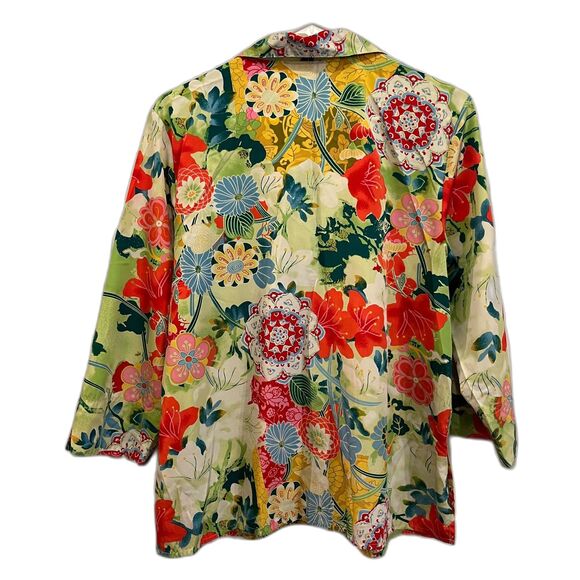 Vintage NATORI Floral Button Up Shirt Top Women's Size Medium - Picture 5 of 8